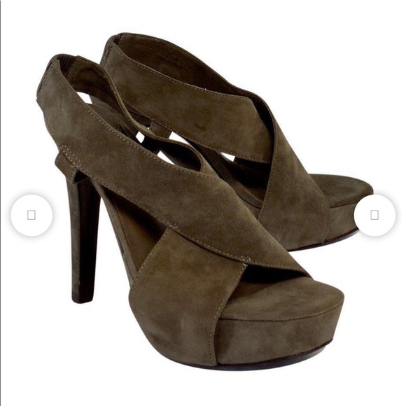 Diane von Furstenberg - Taupe Suede Platform Heels - Picture 2 of 7
